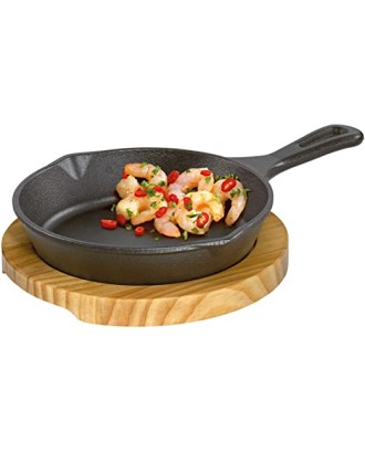 Tigaie rotunda din fonta cu suport din lemn, 18 cm - KUCHENPROFI